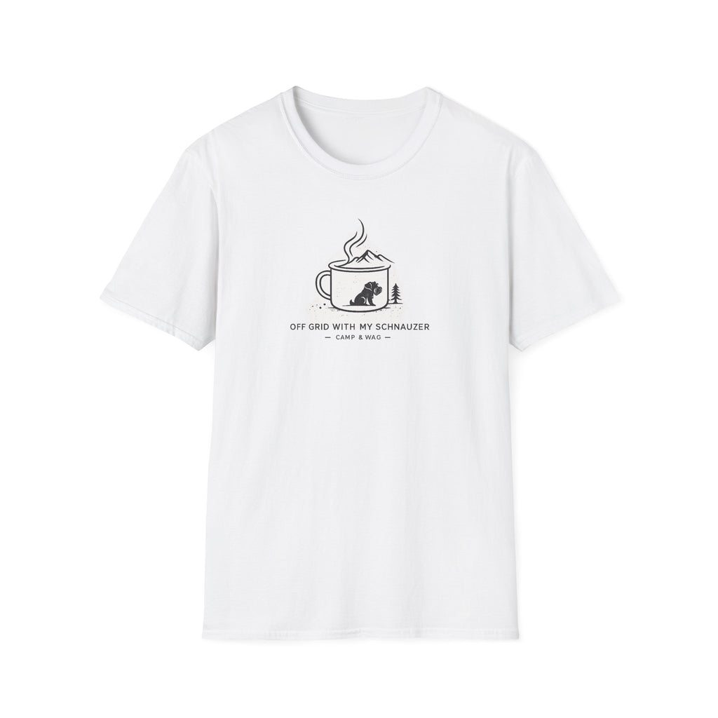 Off Grid With My Schnauzer Camp & Wag T-Shirt