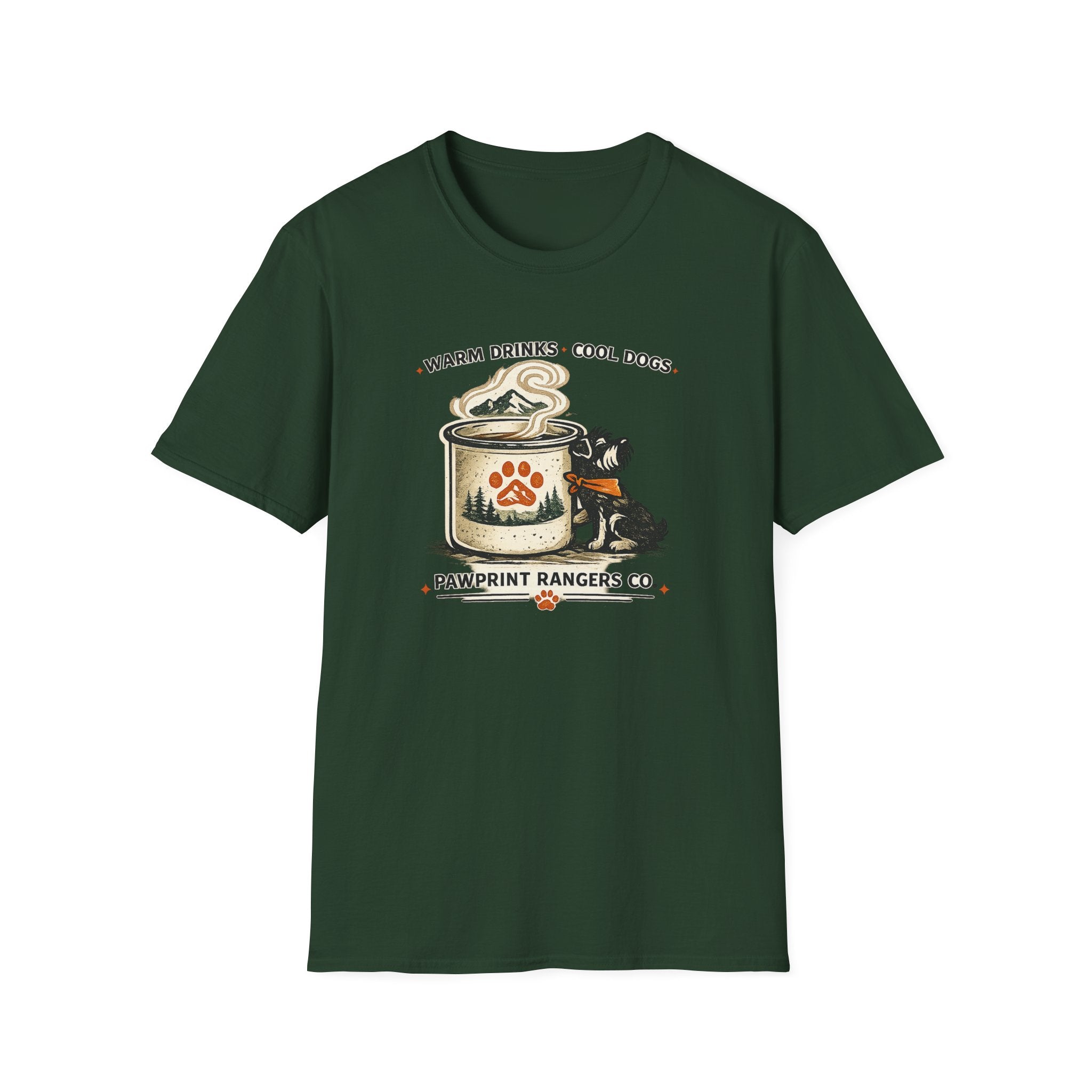 Warm Drinks Cool Dogs Pawprint Rangers Co. T-Shirt