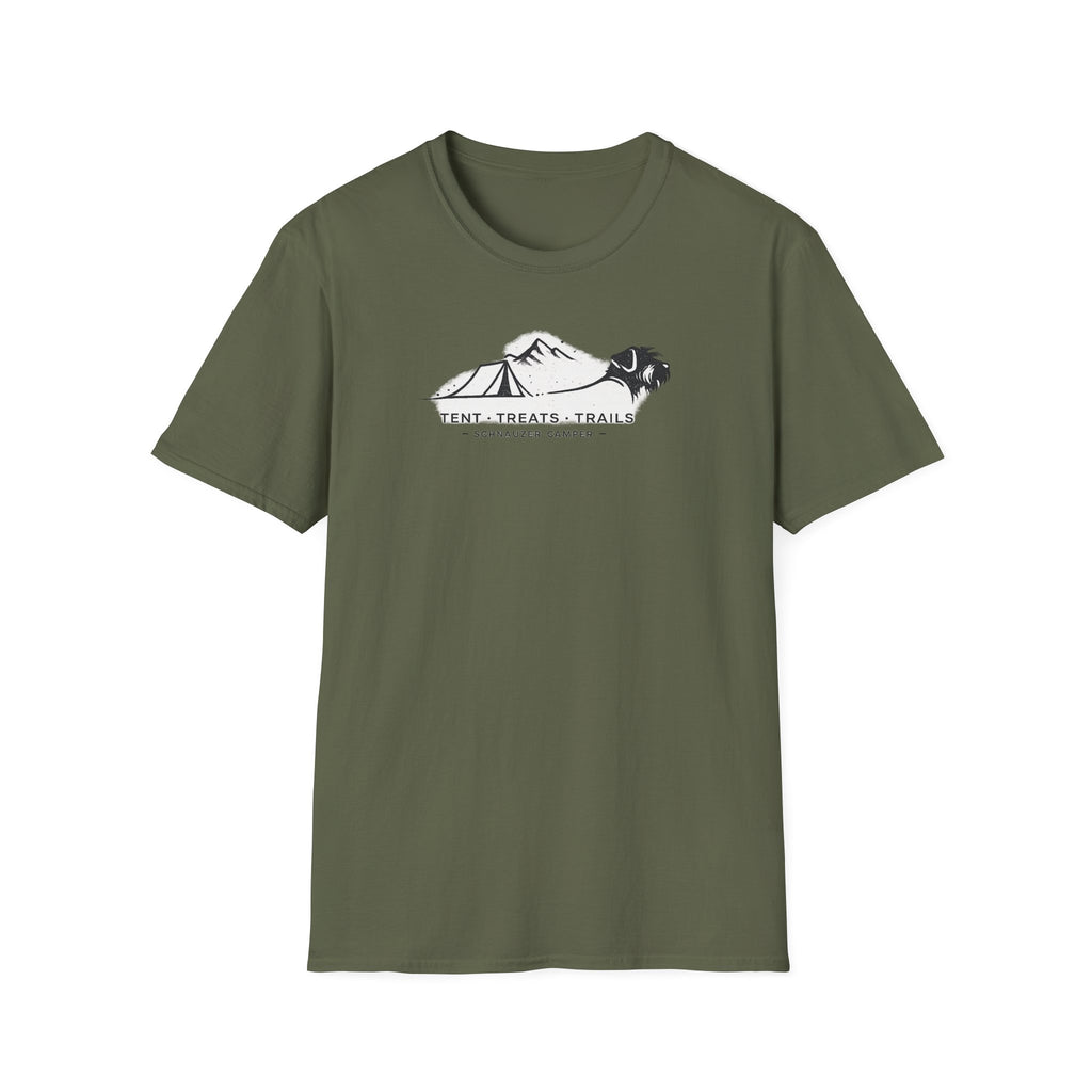 Tent Treats Trails Schnauzer Camper T-Shirt