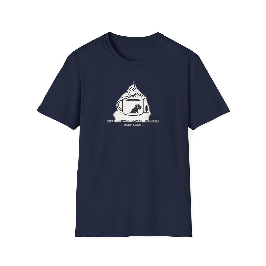Off Grid With My Schnauzer Camp & Wag T-Shirt