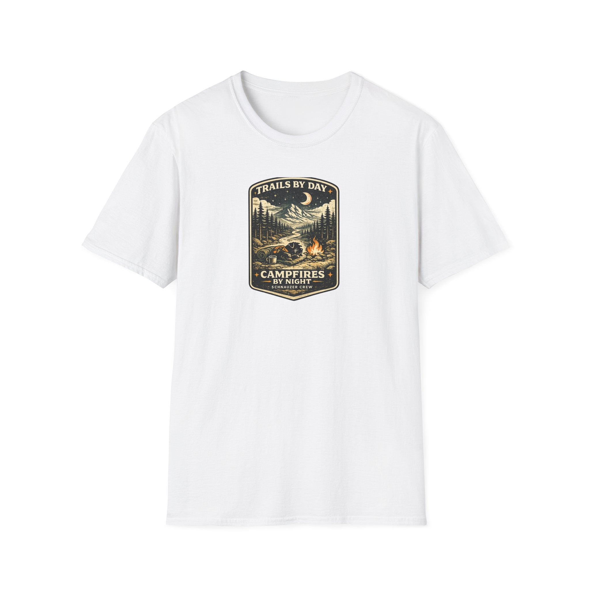 Trails By Day Campfires By Night Schnauzer Crew T-Shirt