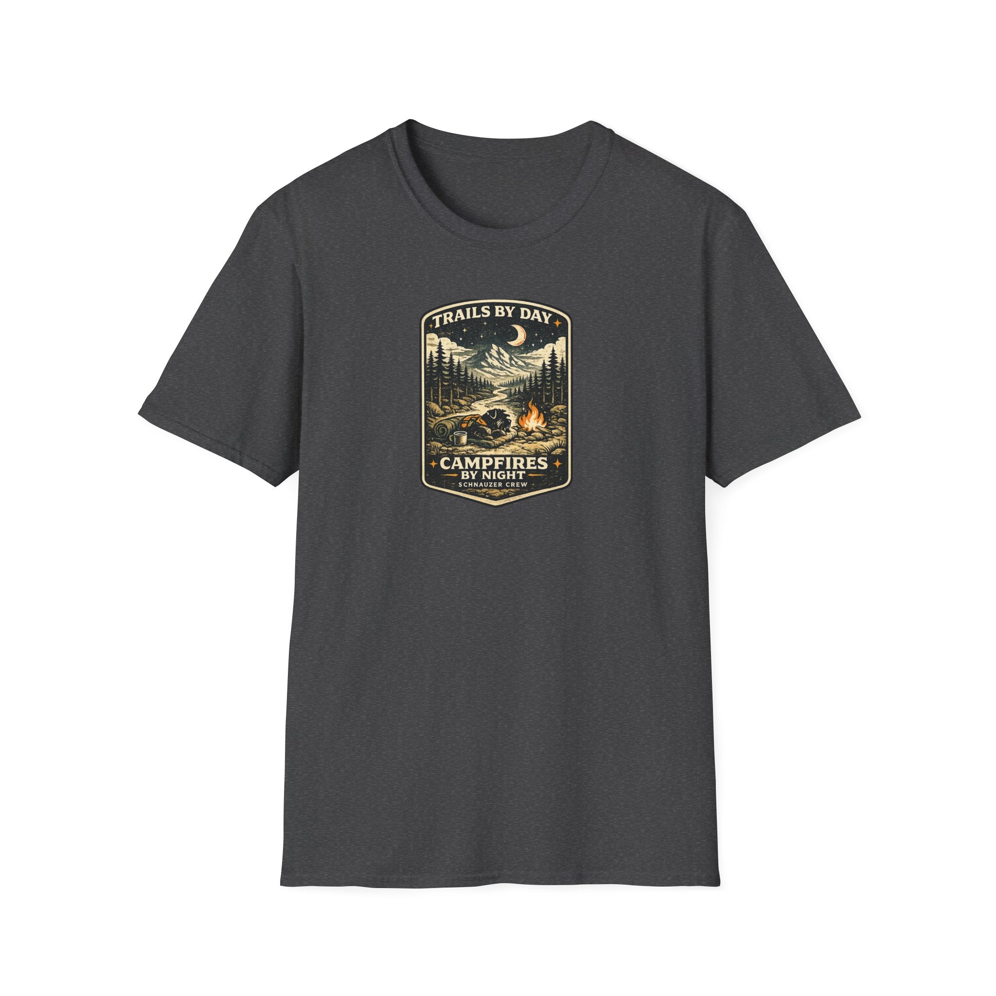 Trails By Day Campfires By Night Schnauzer Crew T-Shirt