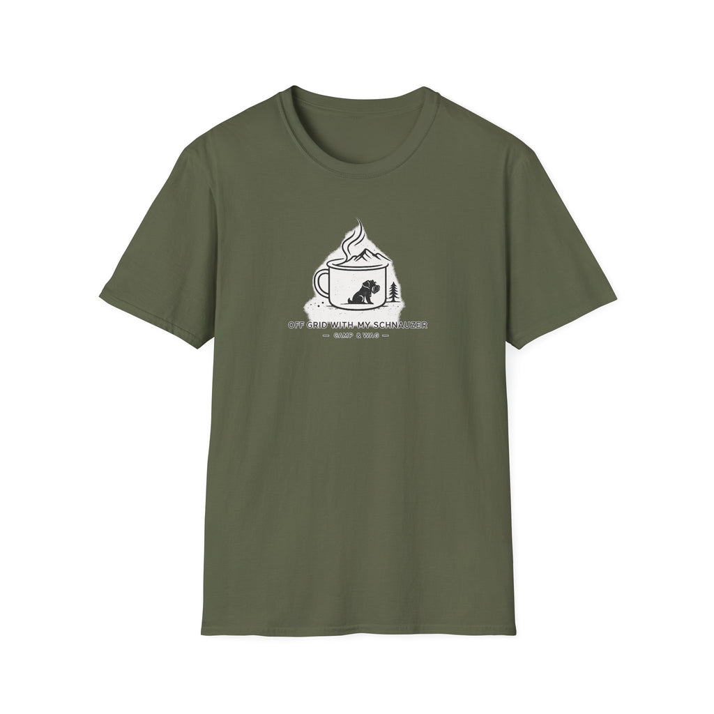 Off Grid With My Schnauzer Camp & Wag T-Shirt