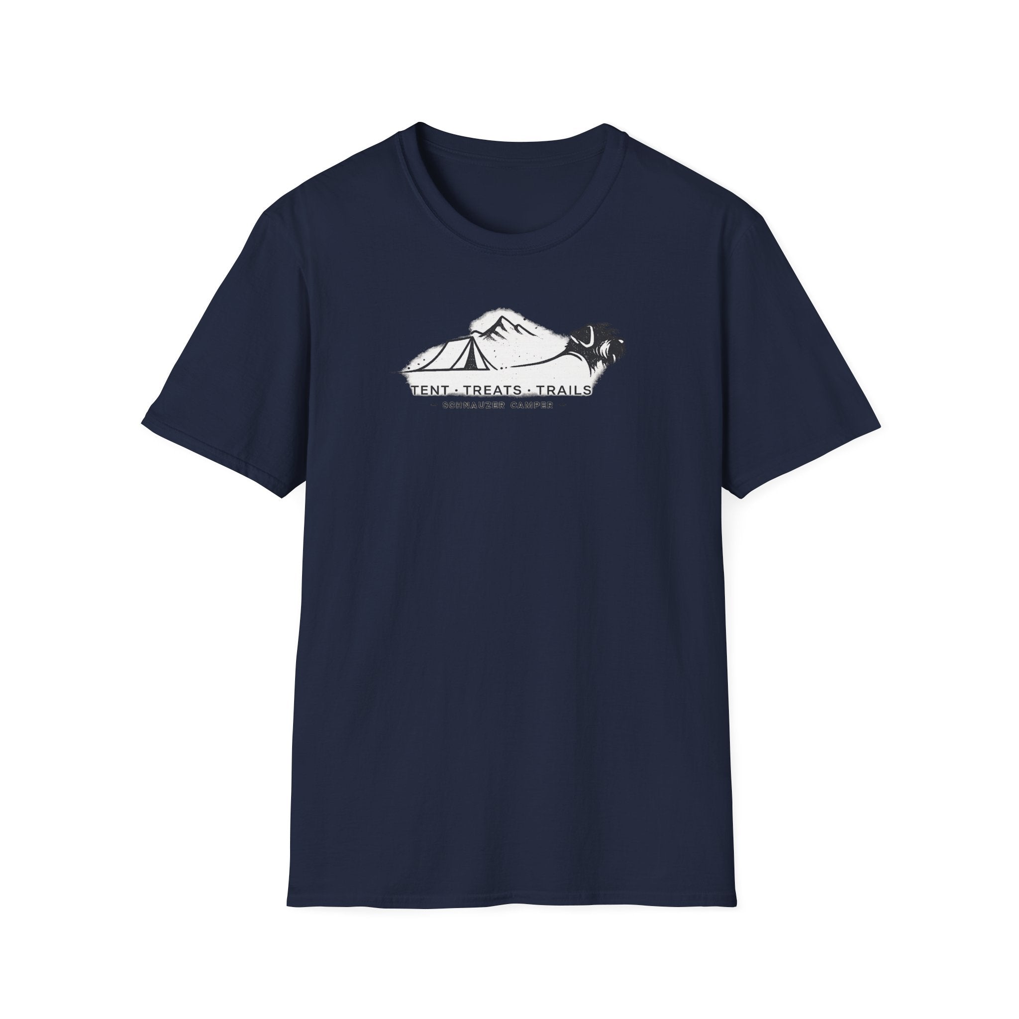 Tent Treats Trails Schnauzer Camper T-Shirt