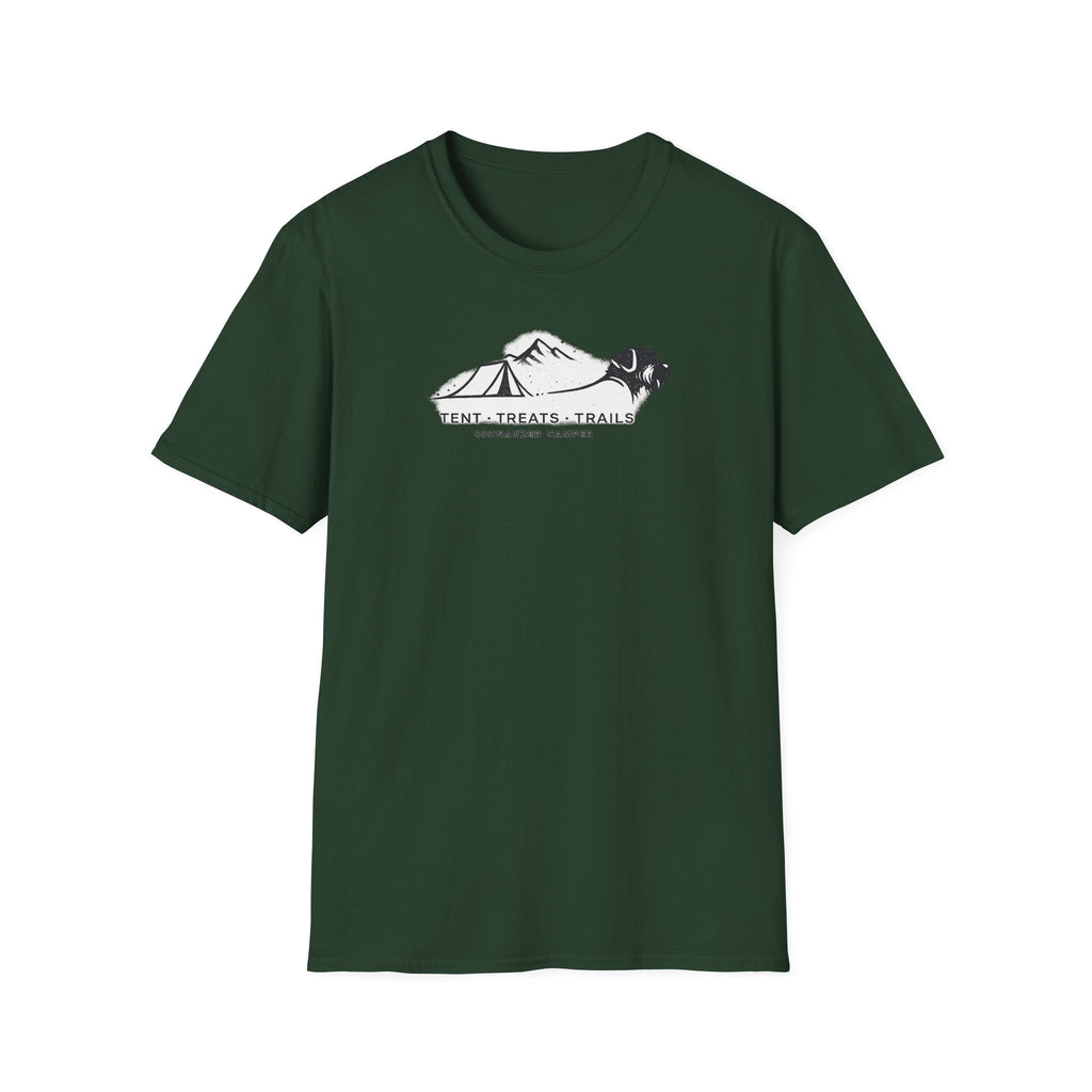 Tent Treats Trails Schnauzer Camper T-Shirt