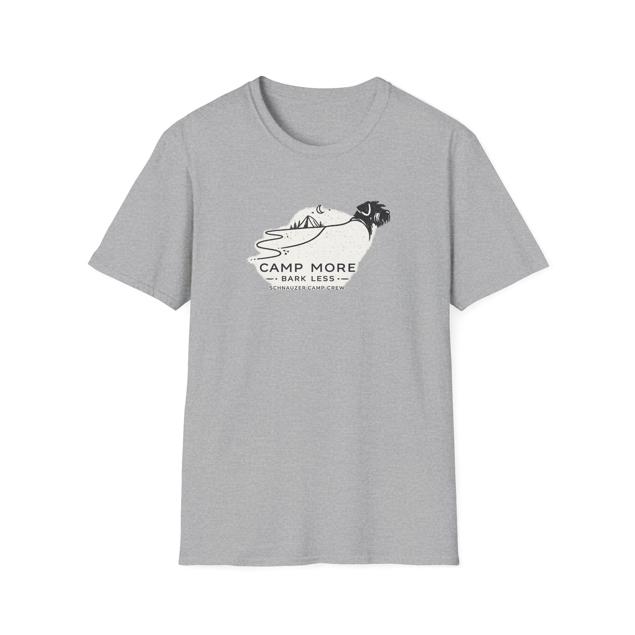 Camp More Bark Less Schnauzer Camp Crew T-Shirt