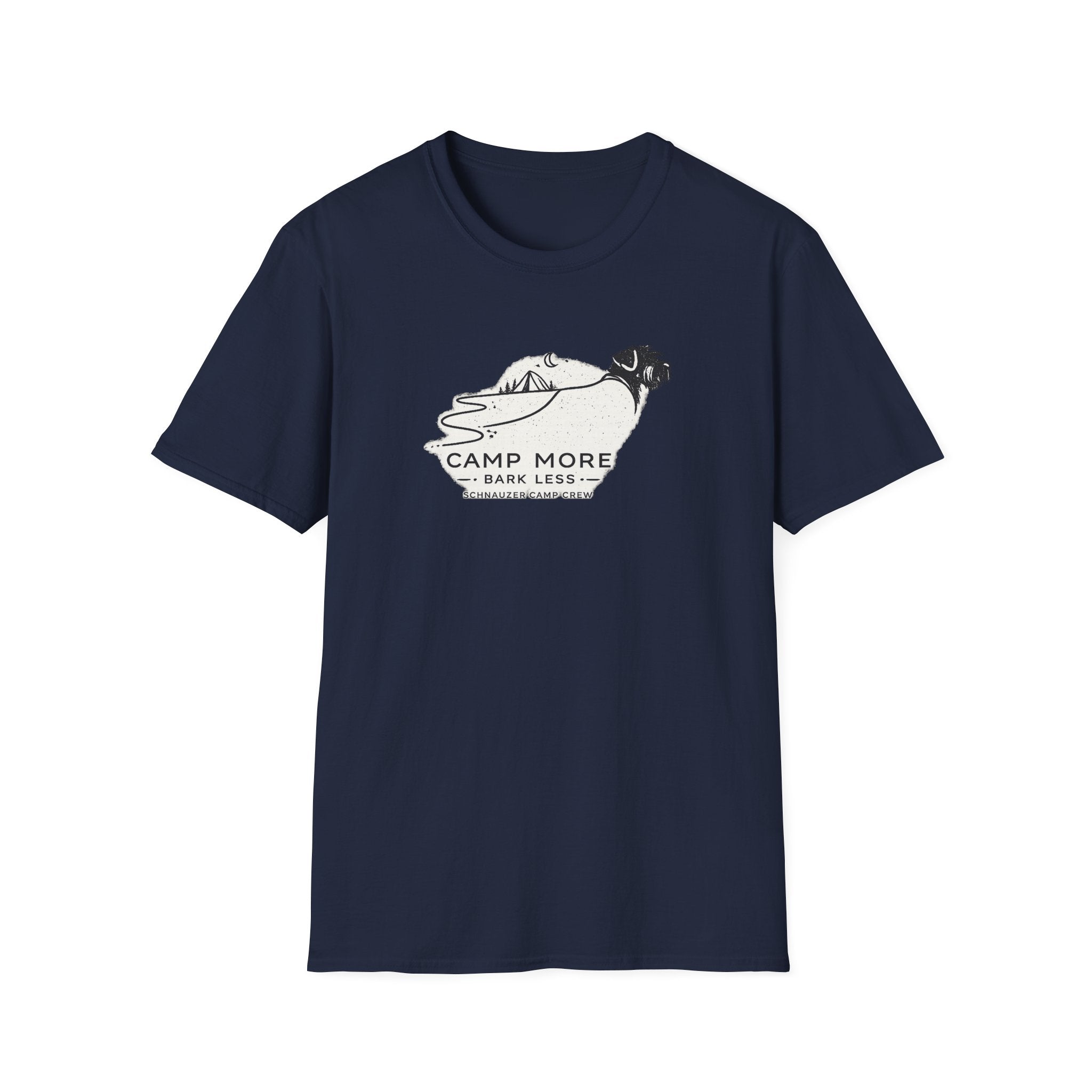 Camp More Bark Less Schnauzer Camp Crew T-Shirt