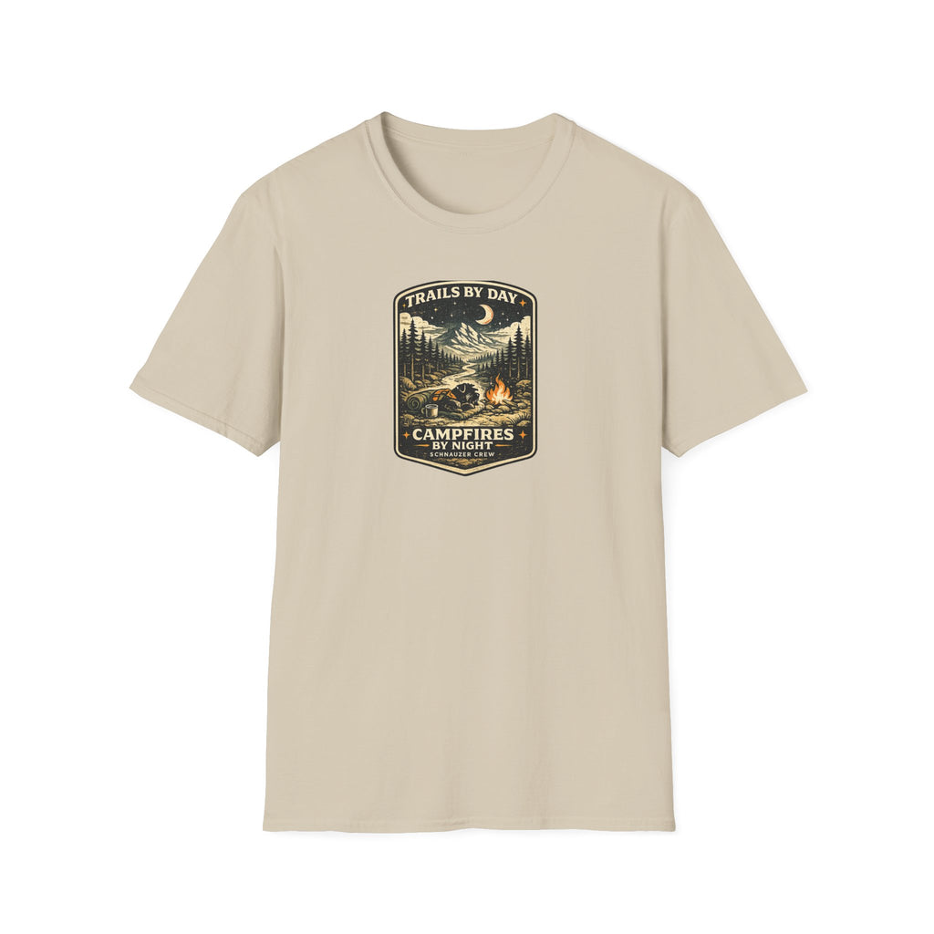 Trails By Day Campfires By Night Schnauzer Crew T-Shirt
