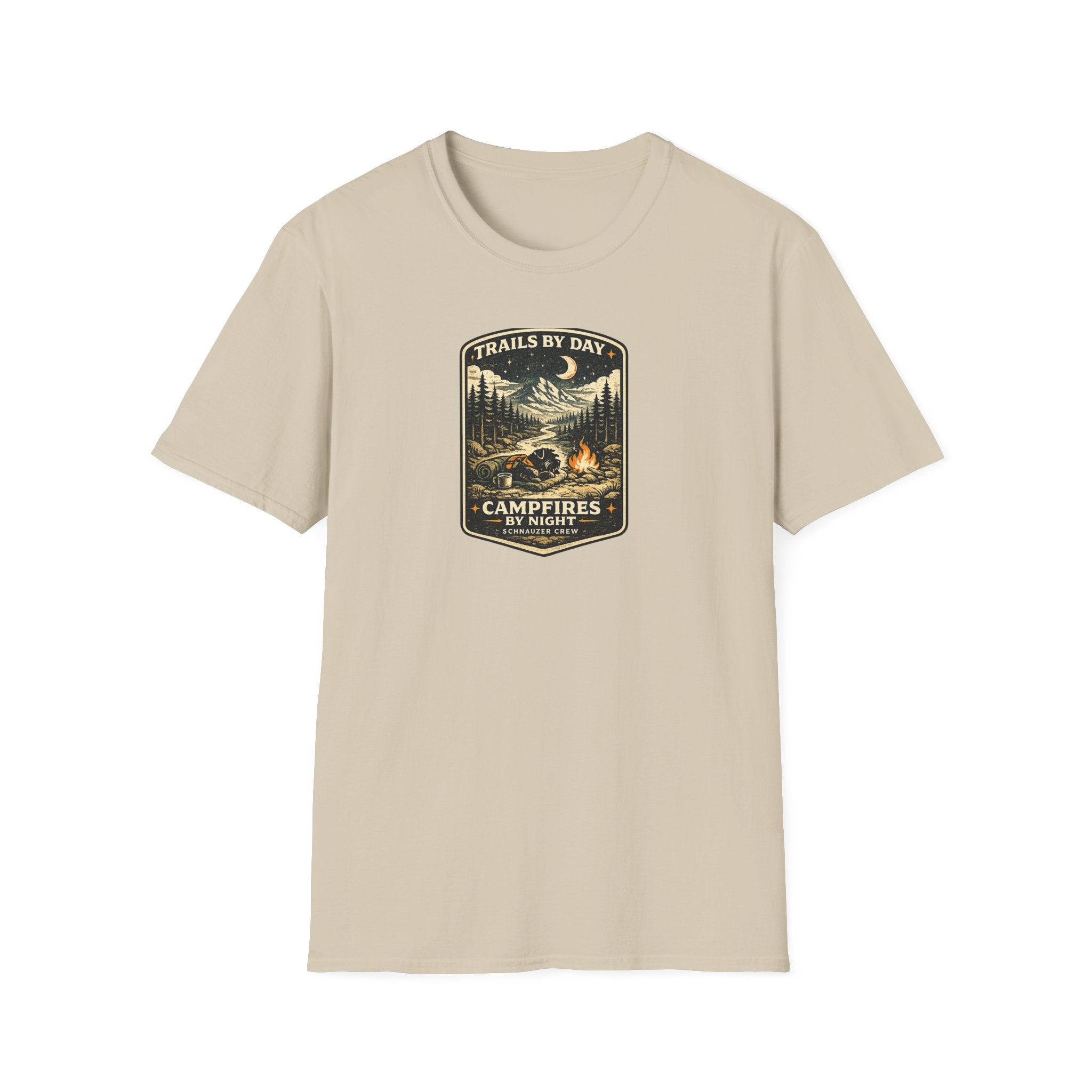 Trails By Day Campfires By Night Schnauzer Crew T-Shirt