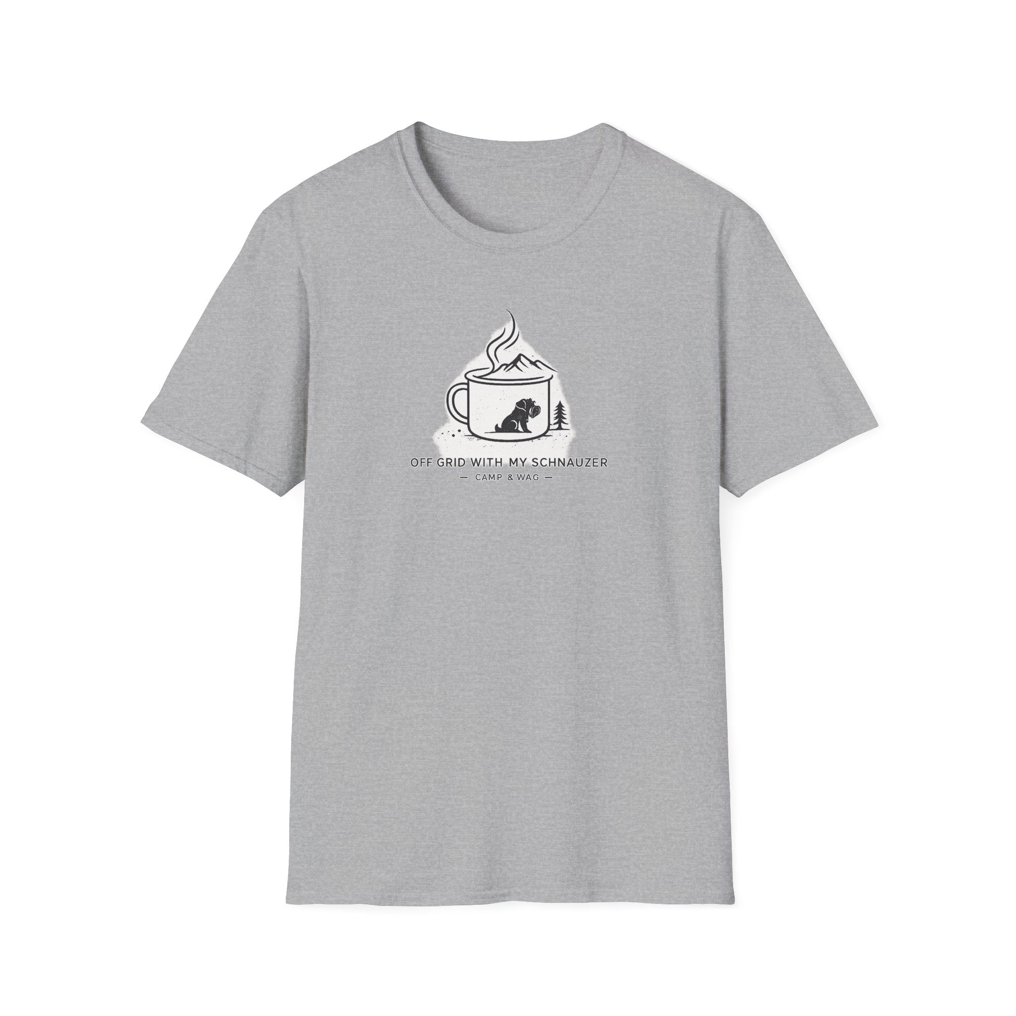 Off Grid With My Schnauzer Camp & Wag T-Shirt