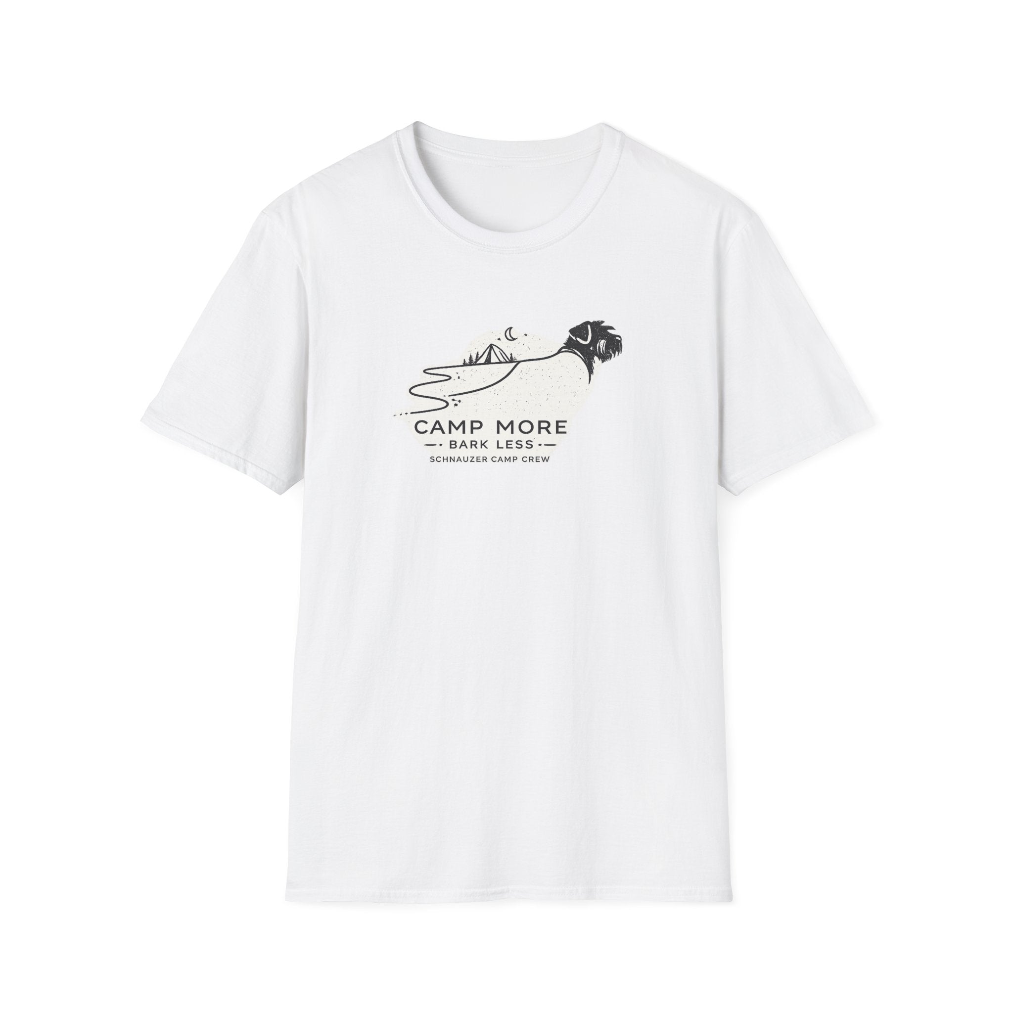 Camp More Bark Less Schnauzer Camp Crew T-Shirt