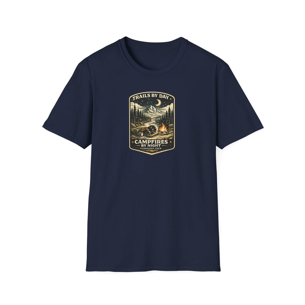Trails By Day Campfires By Night Schnauzer Crew T-Shirt