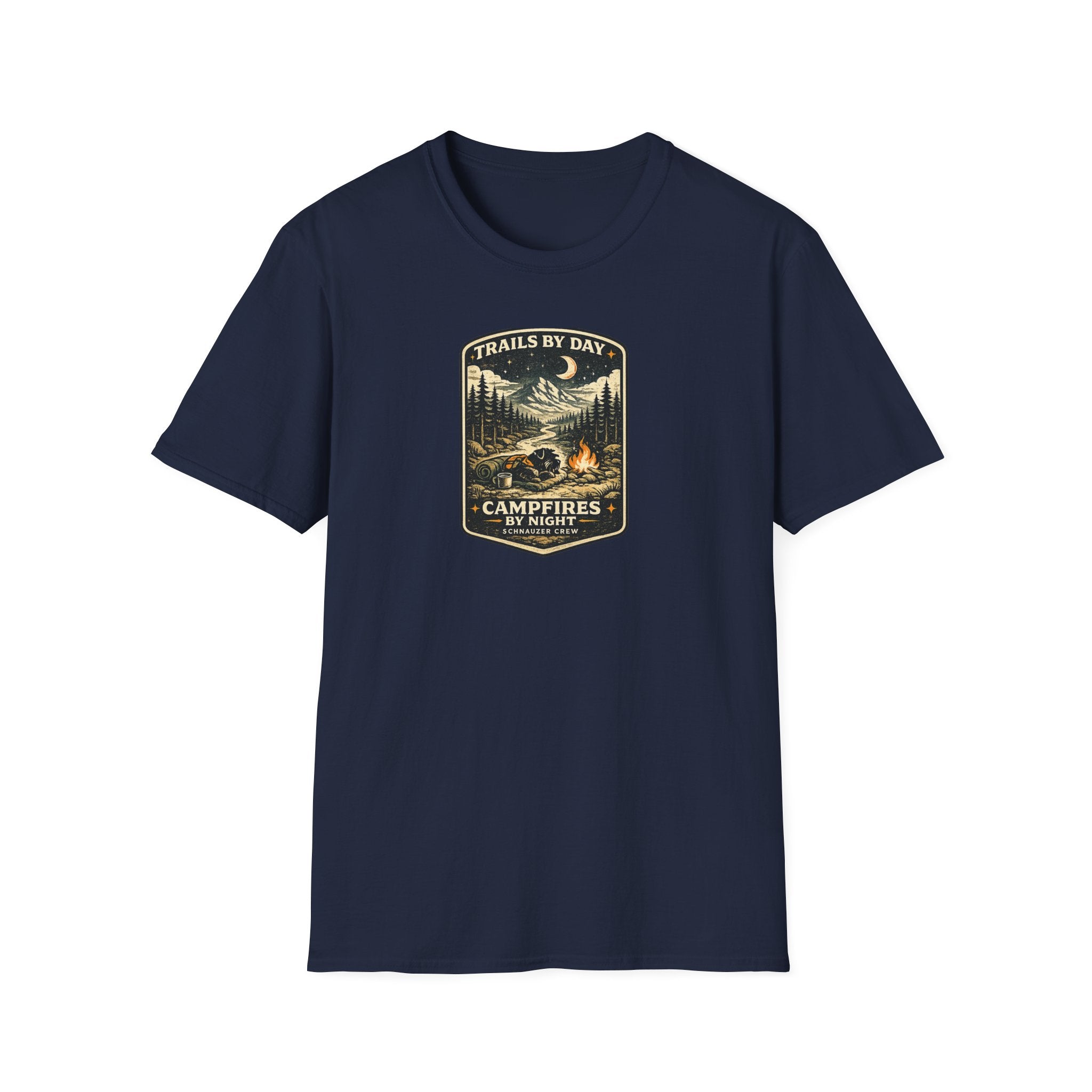 Trails By Day Campfires By Night Schnauzer Crew T-Shirt