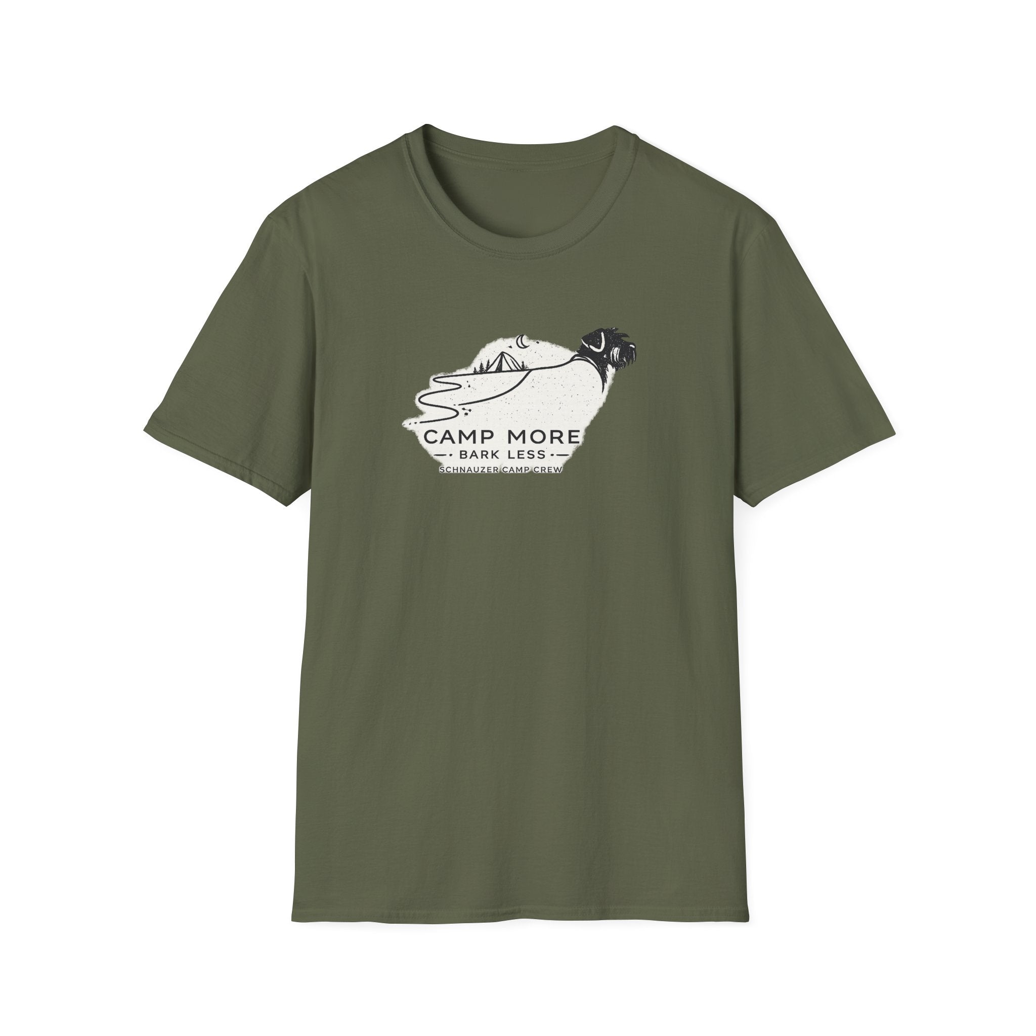 Camp More Bark Less Schnauzer Camp Crew T-Shirt
