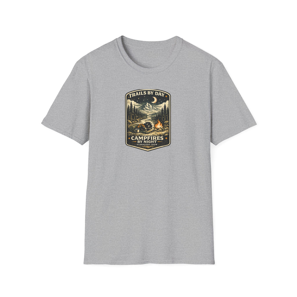 Trails By Day Campfires By Night Schnauzer Crew T-Shirt