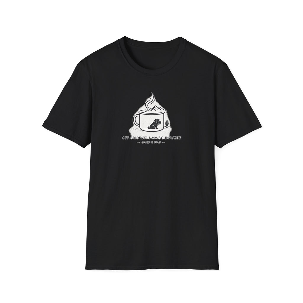 Off Grid With My Schnauzer Camp & Wag T-Shirt