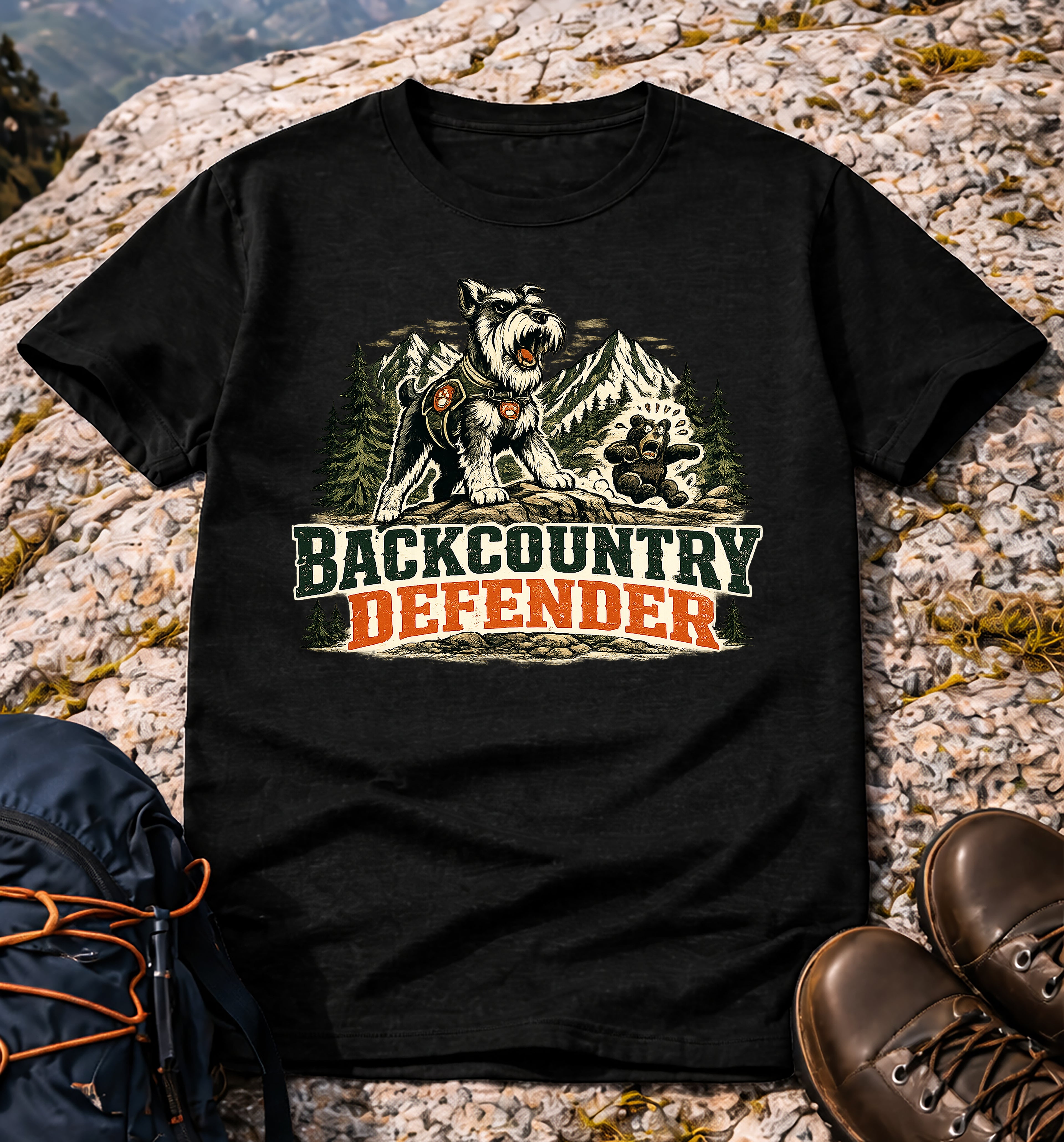 Backcountry Defender Schnauzer Hiking T-Shirt