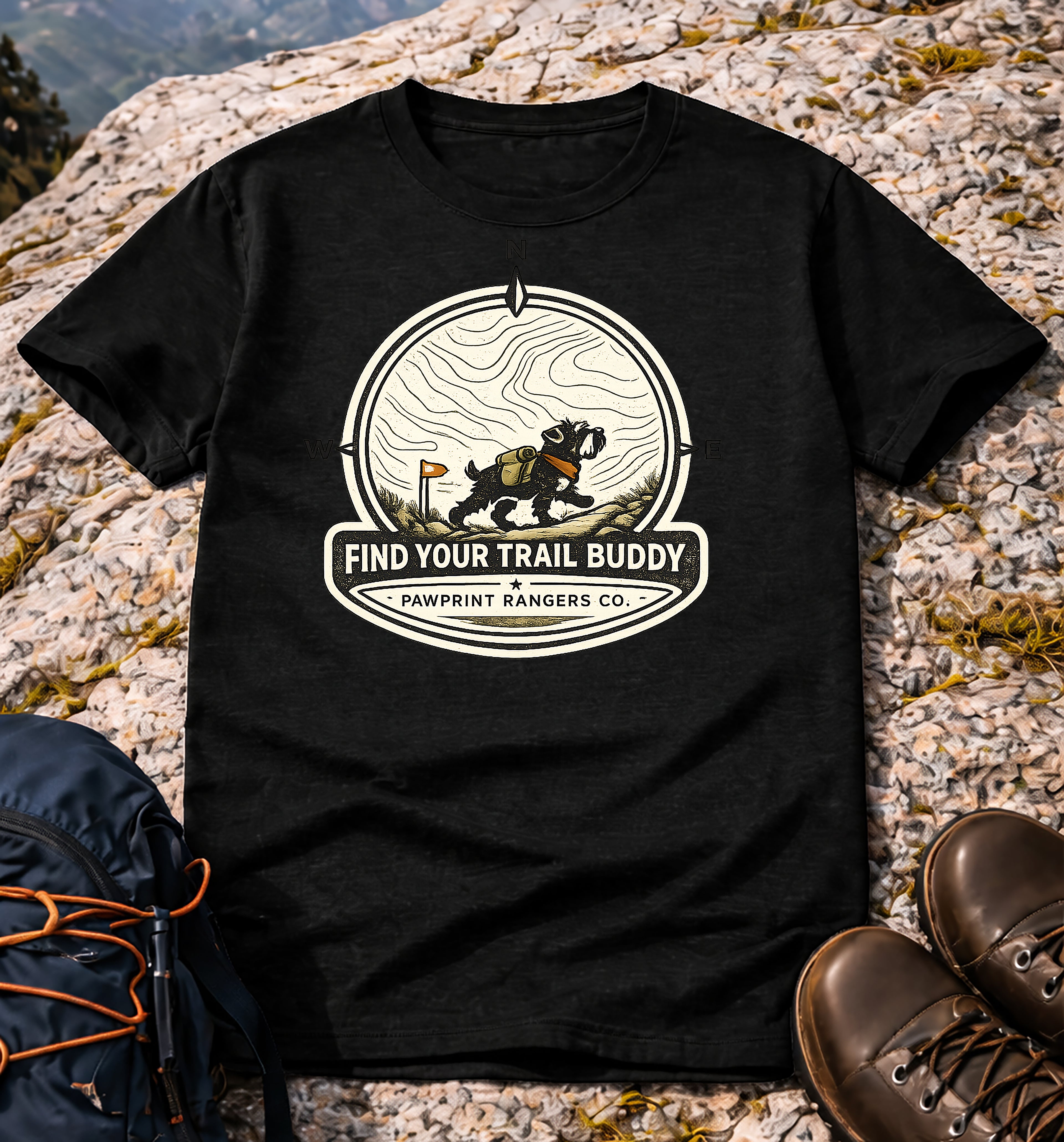 Find Your Trail Buddy Pawprint Rangers Co. T-Shirt