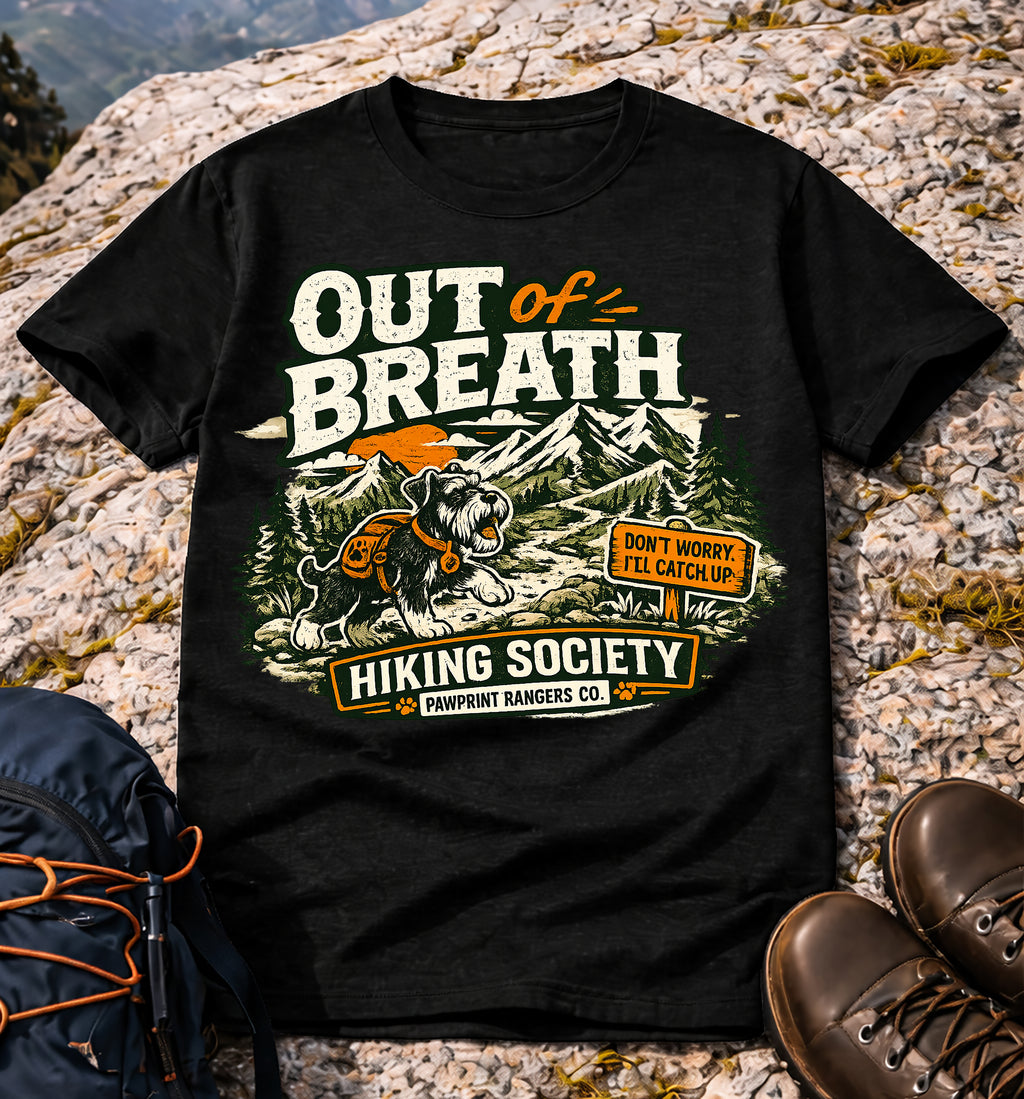 Out of Breath Hiking Society T-Shirt (Pawprint Rangers Co.)