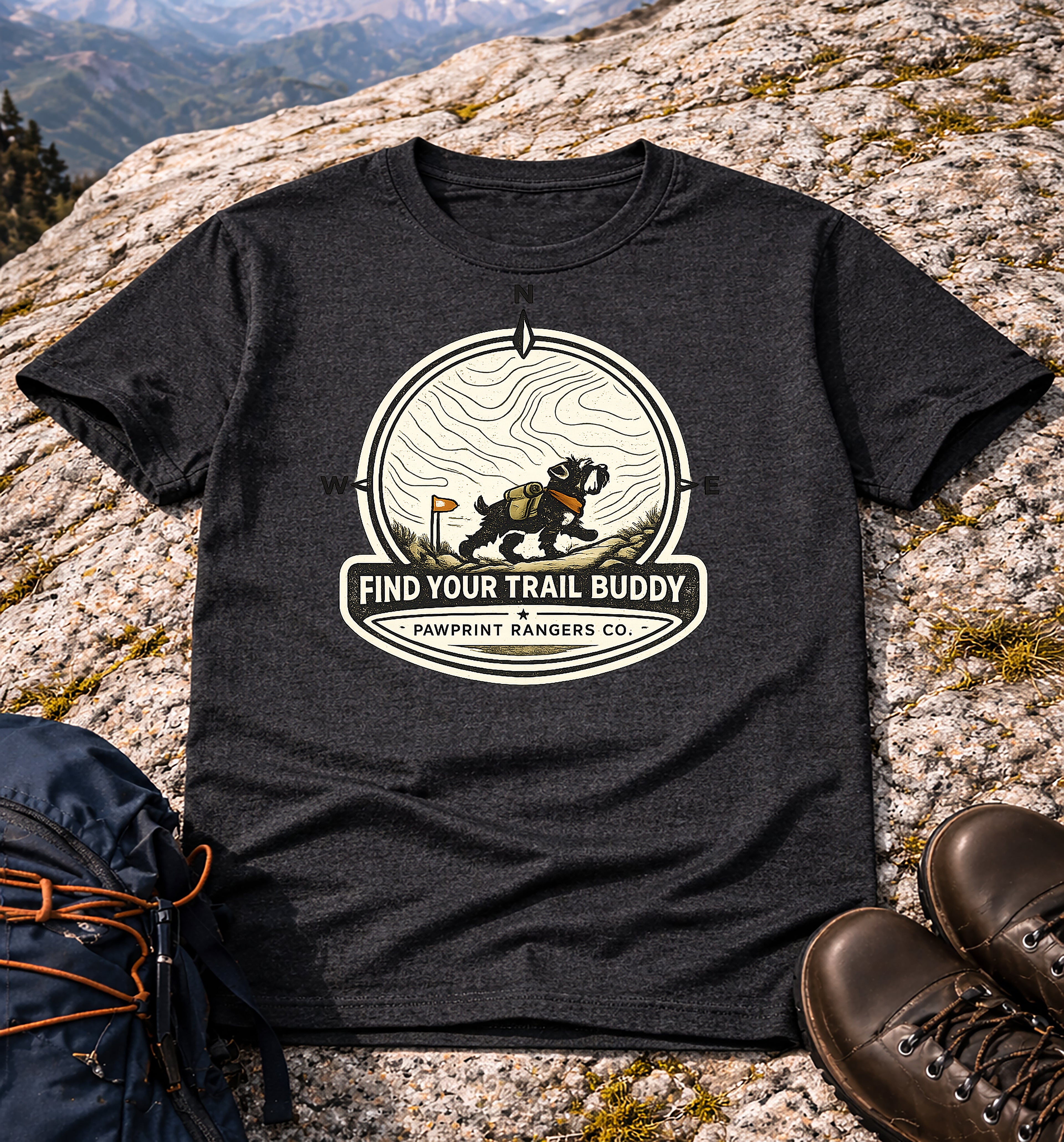 Find Your Trail Buddy Pawprint Rangers Co. T-Shirt