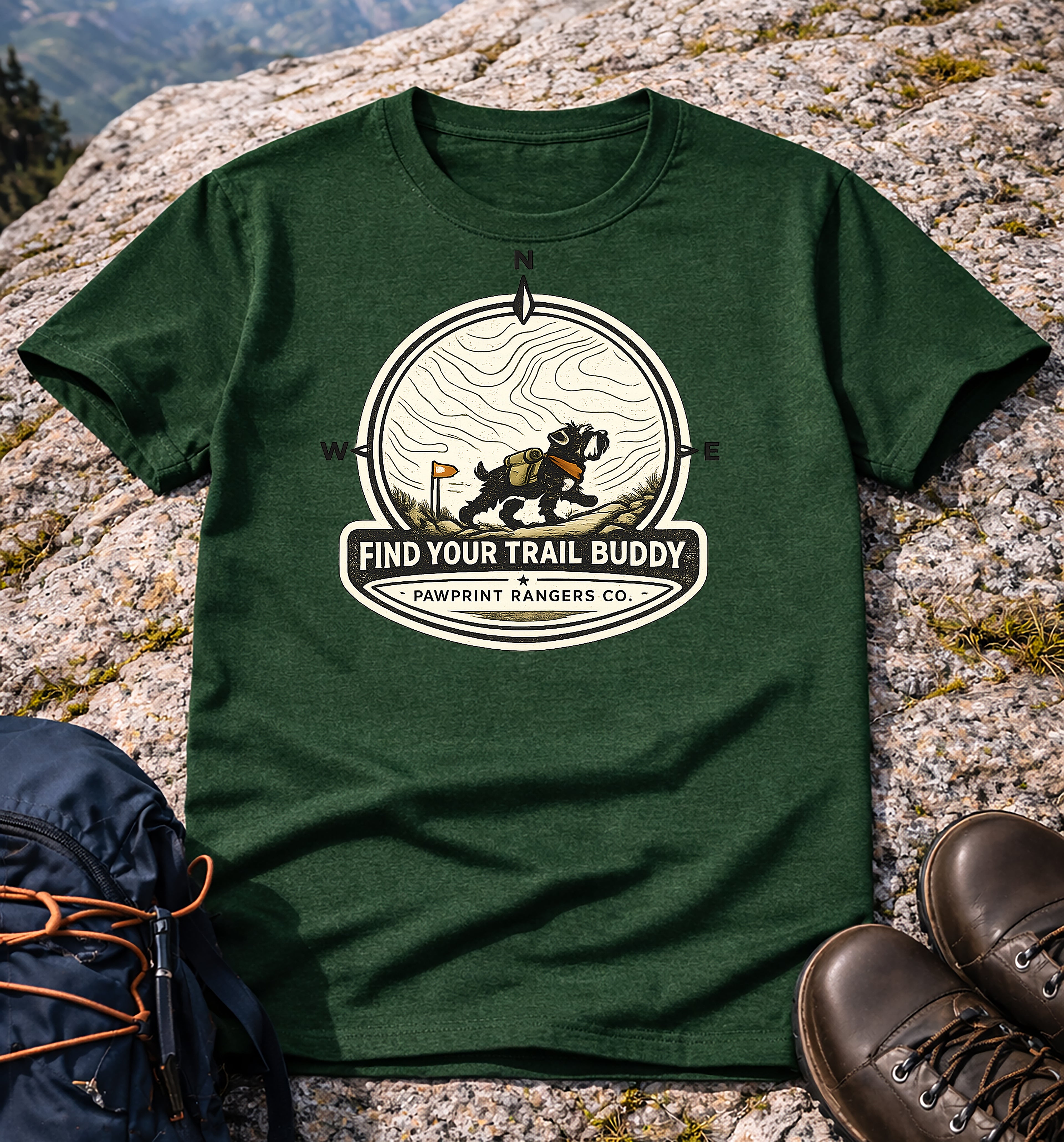 Find Your Trail Buddy Pawprint Rangers Co. T-Shirt