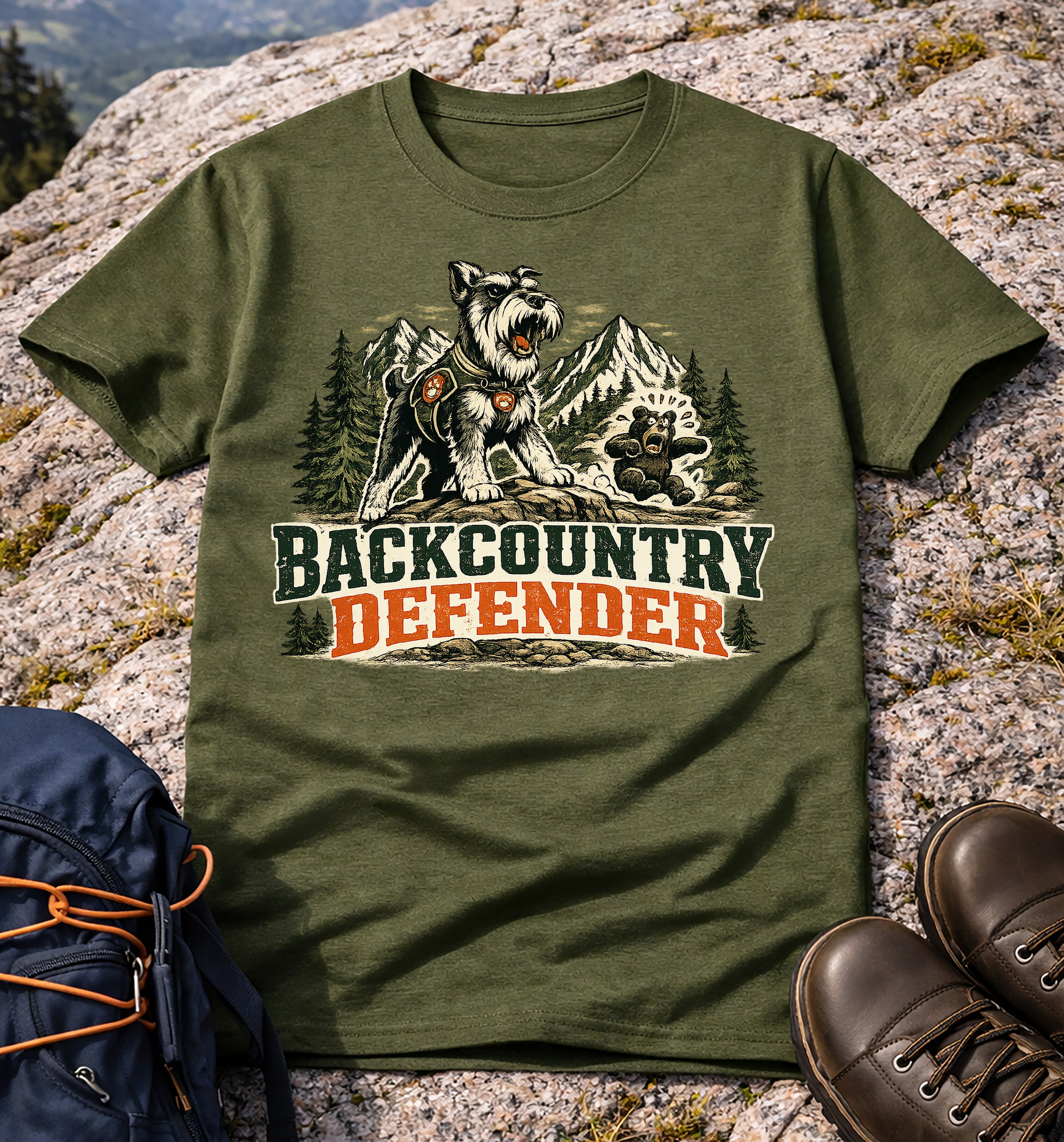 Backcountry Defender Schnauzer Hiking T-Shirt