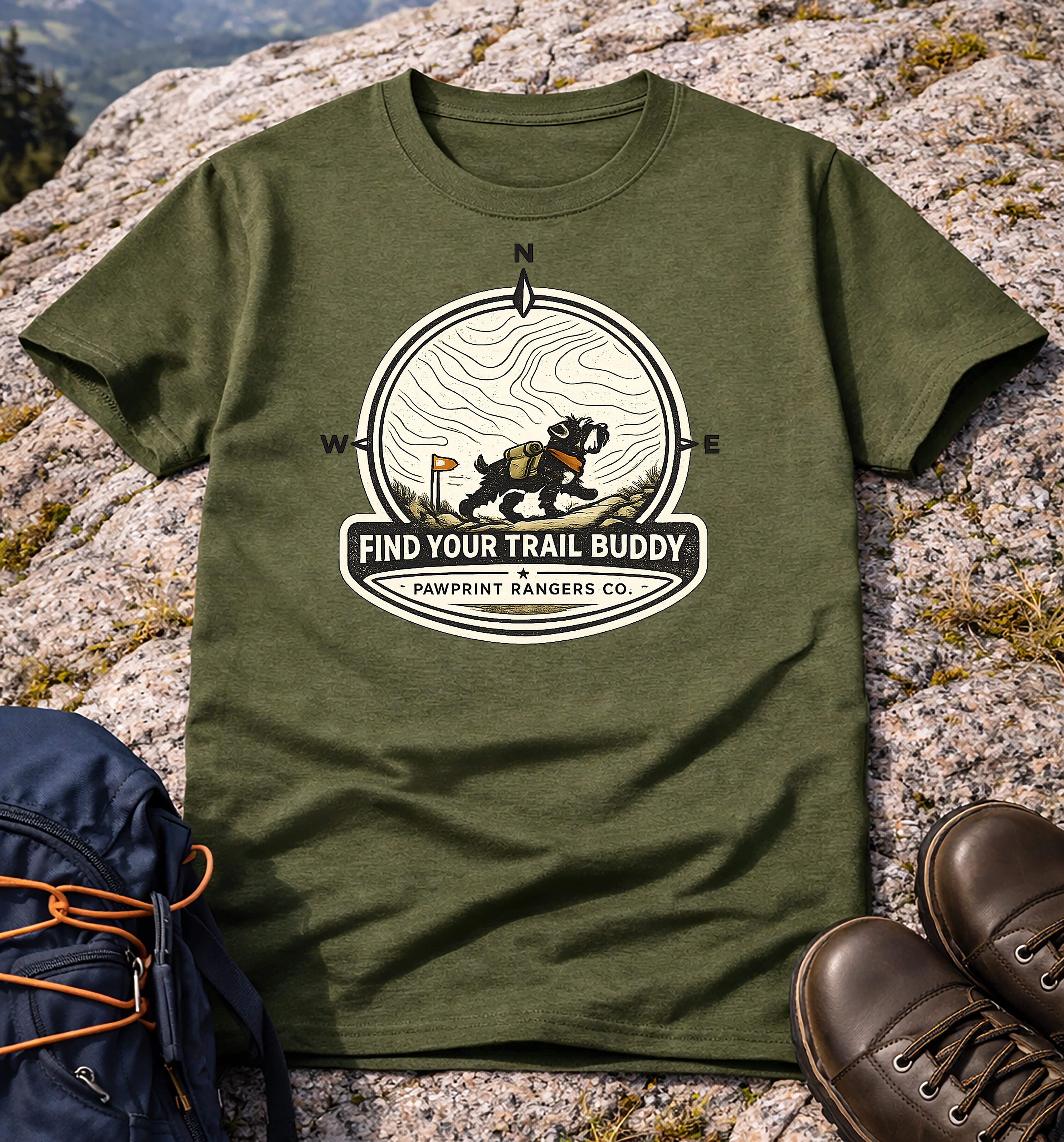Find Your Trail Buddy Pawprint Rangers Co. T-Shirt