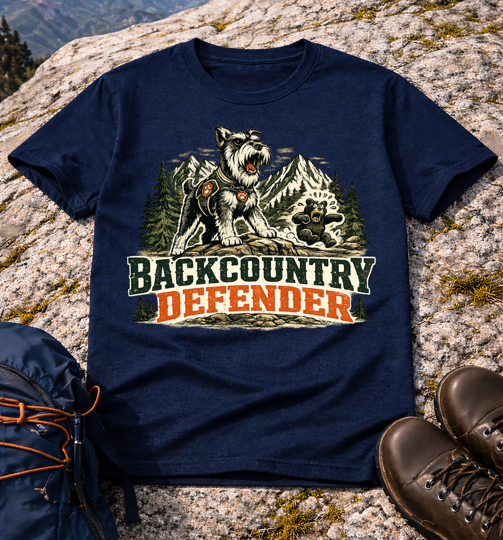 Backcountry Defender Schnauzer Hiking T-Shirt