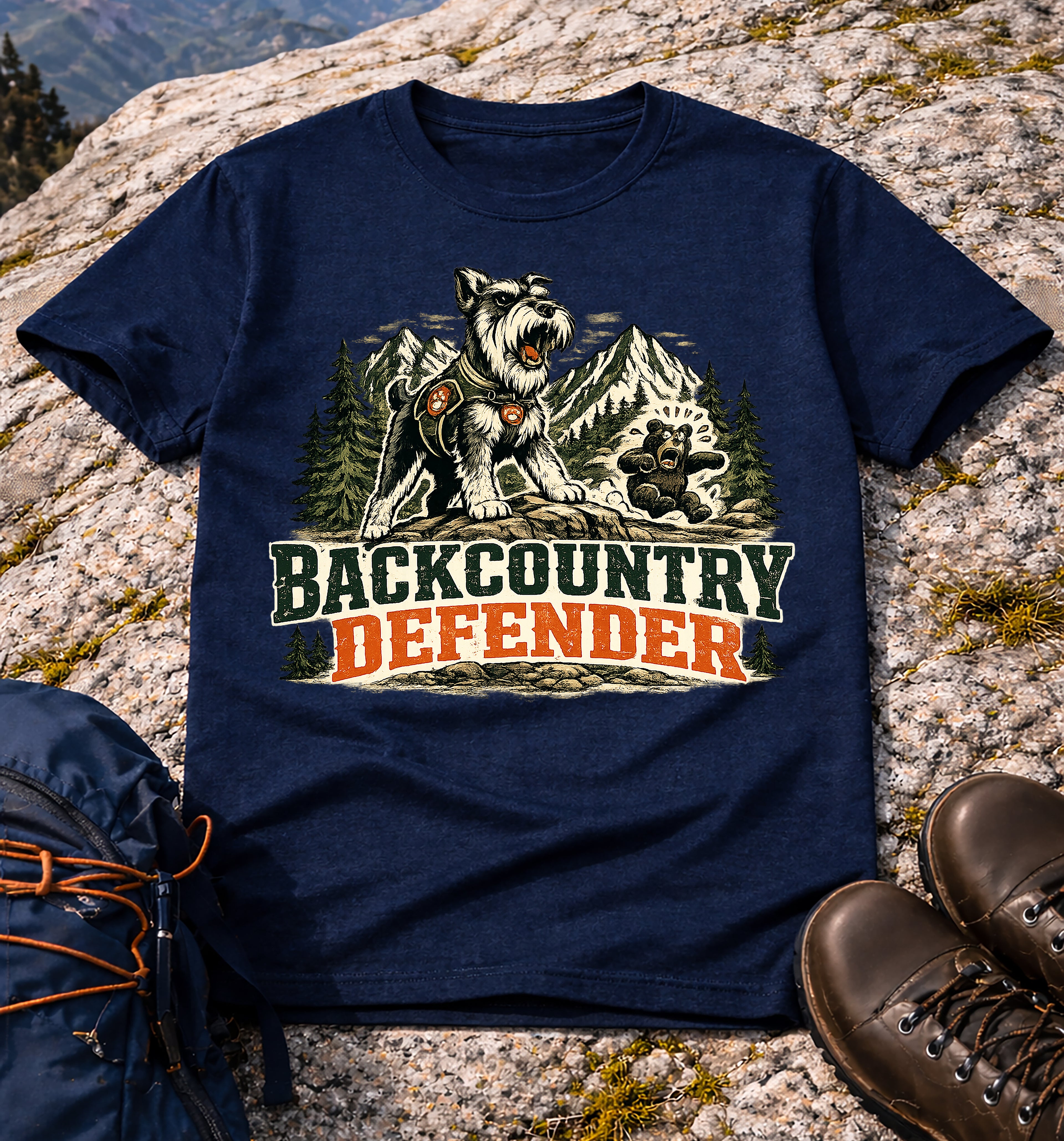 Backcountry Defender Schnauzer Hiking T-Shirt