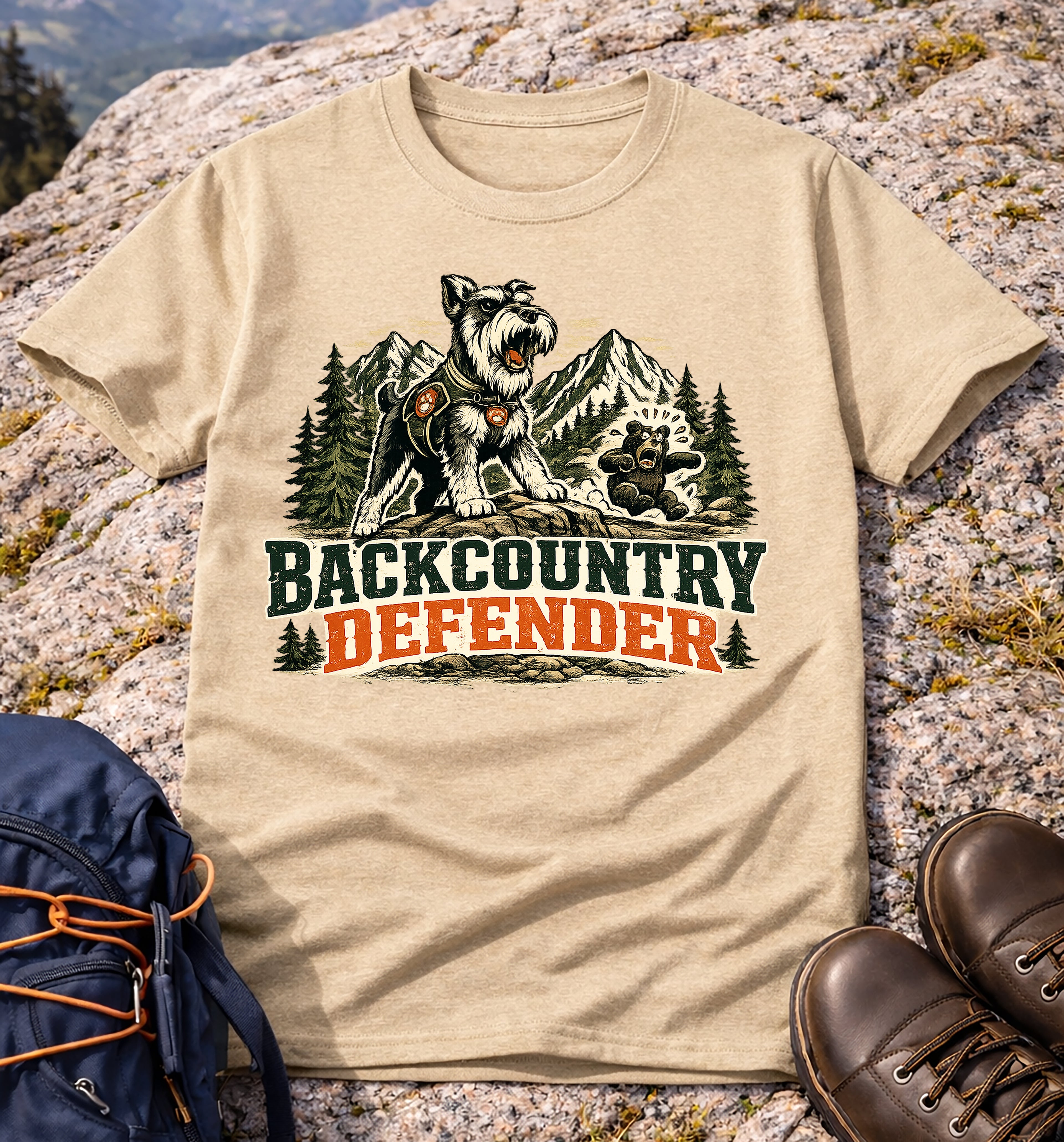 Backcountry Defender Schnauzer Hiking T-Shirt