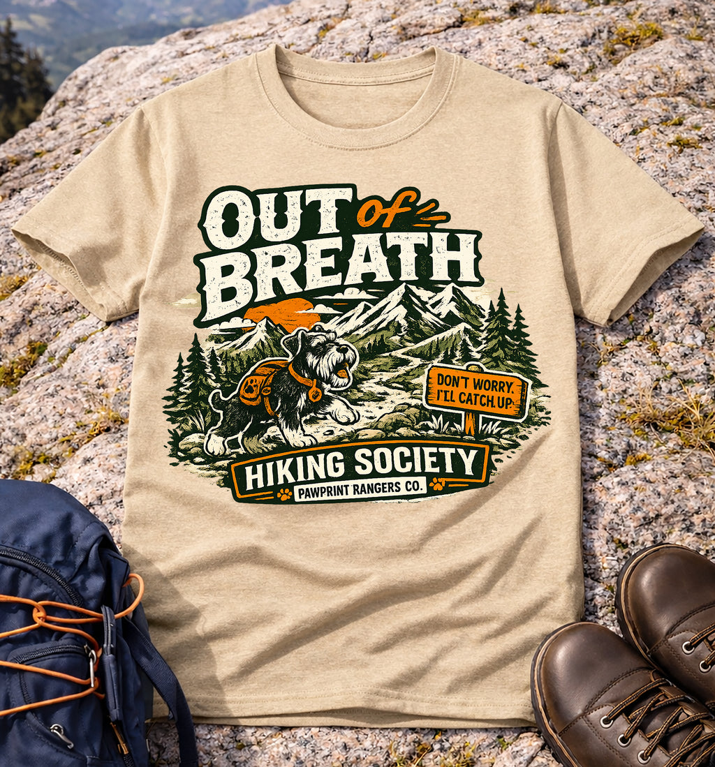 Out of Breath Hiking Society T-Shirt (Pawprint Rangers Co.)