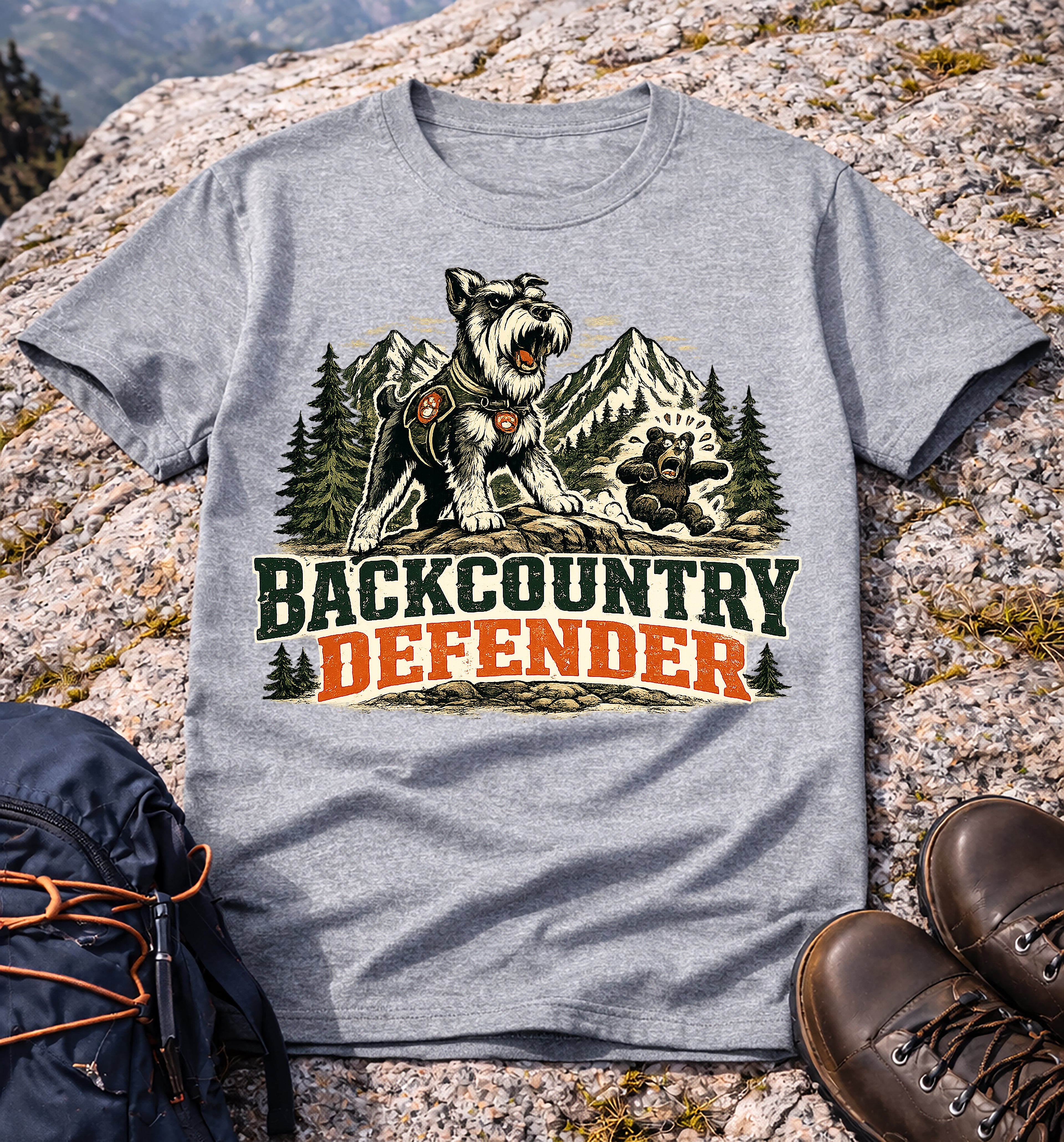 Backcountry Defender Schnauzer Hiking T-Shirt