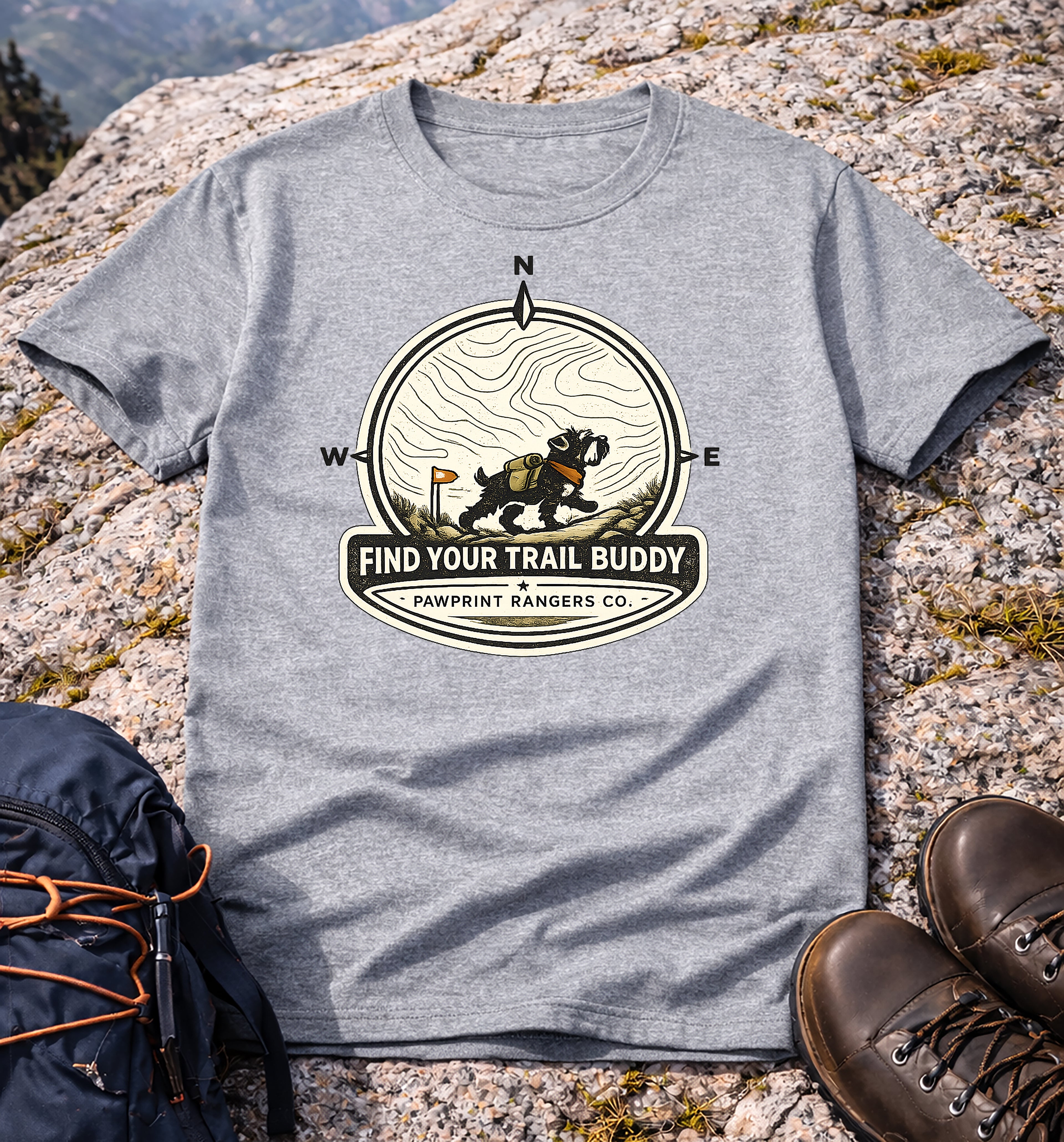 Find Your Trail Buddy Pawprint Rangers Co. T-Shirt