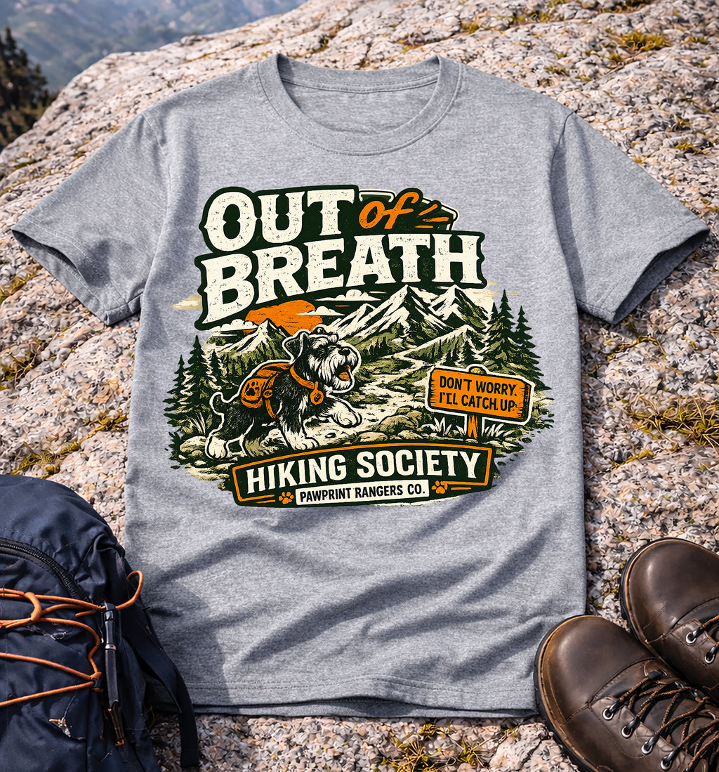 Out of Breath Hiking Society T-Shirt (Pawprint Rangers Co.)