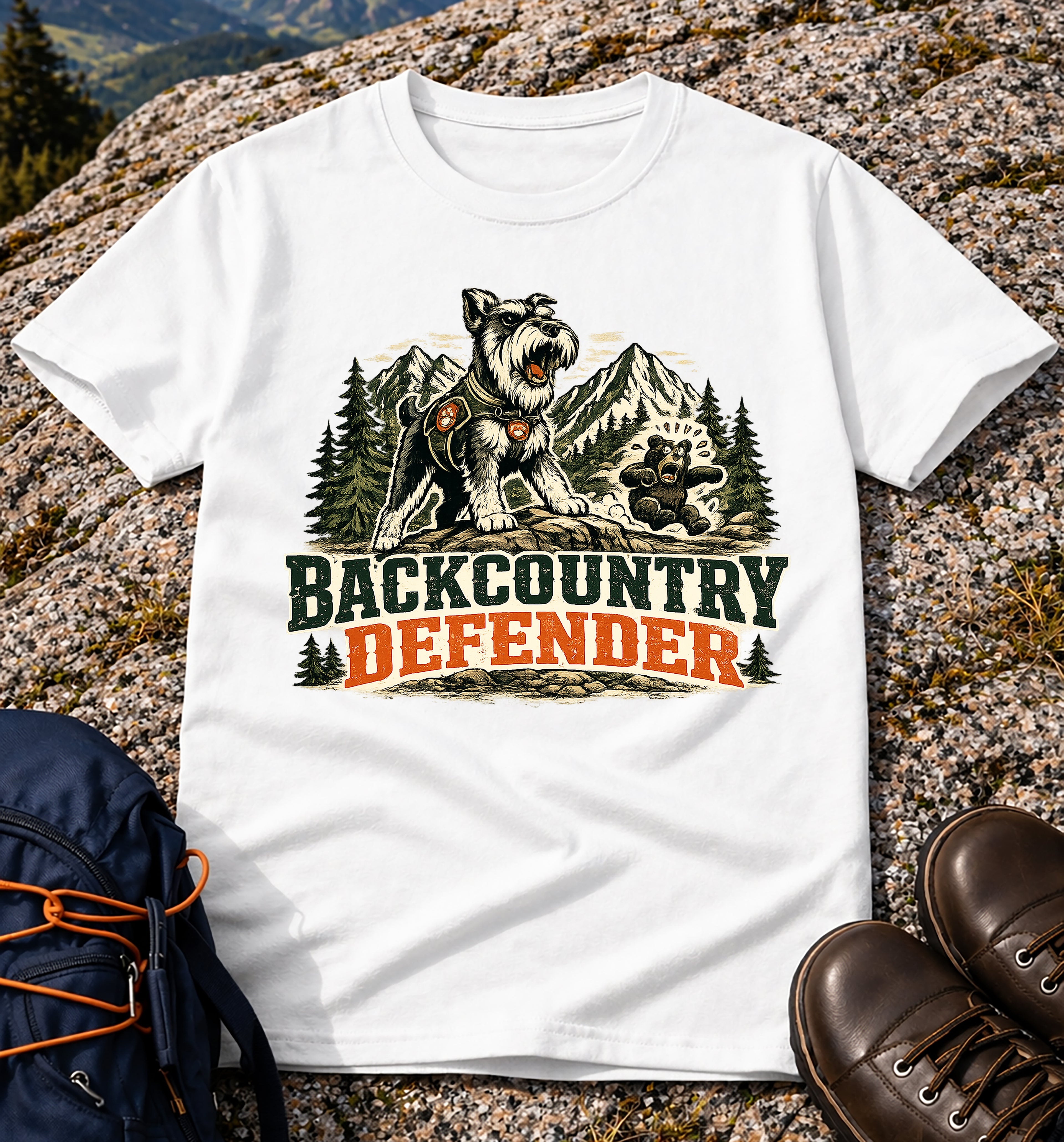 Backcountry Defender Schnauzer Hiking T-Shirt