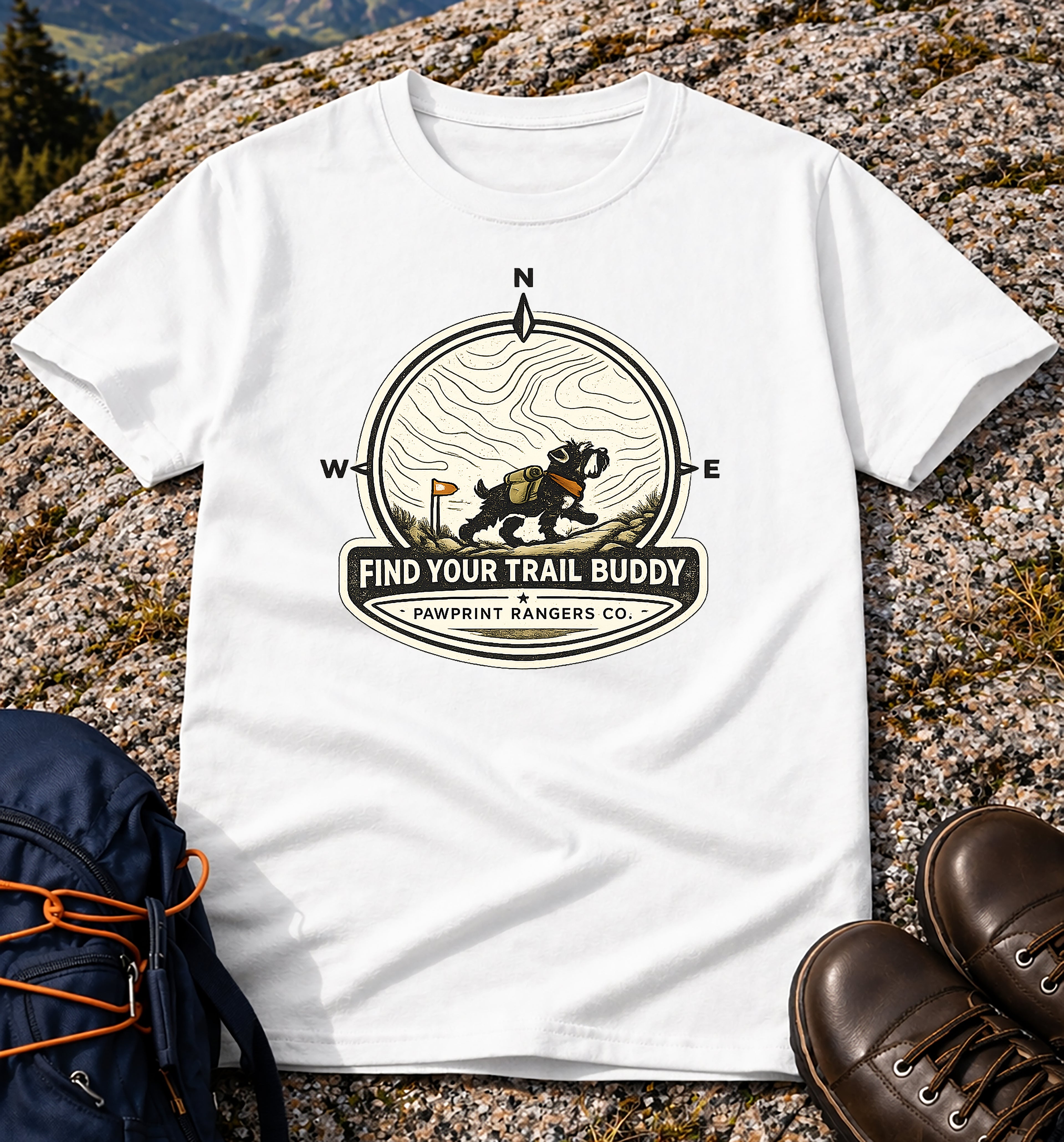 Find Your Trail Buddy Pawprint Rangers Co. T-Shirt