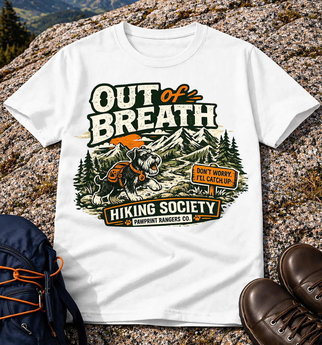 Out of Breath Hiking Society T-Shirt (Pawprint Rangers Co.)